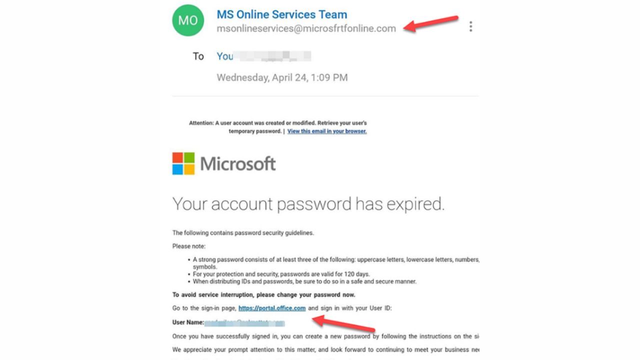 Phishing Email sử dụng tên miền mail không rõ ràng 