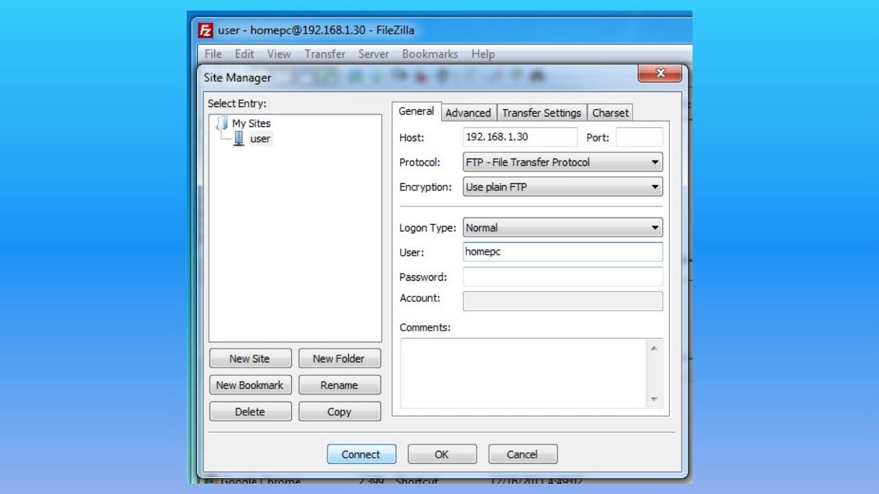 Liên kết FileZilla Server và FileZilla Client 