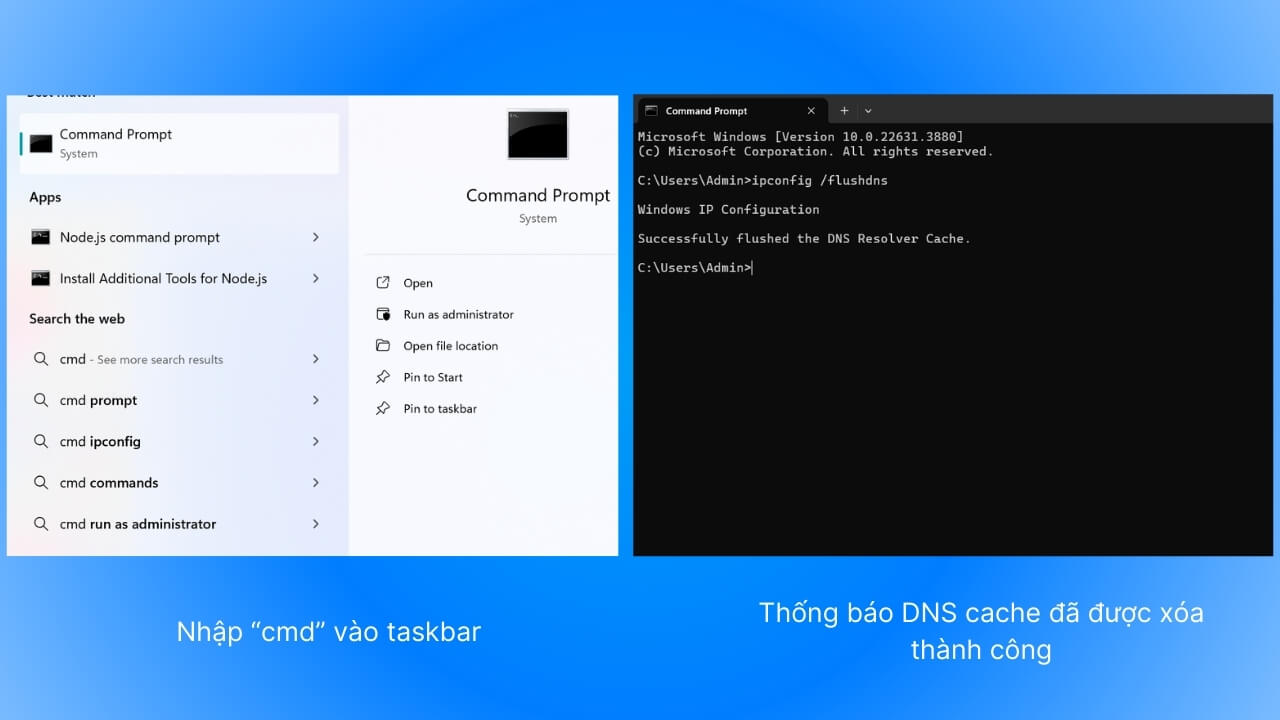 Xóa bộ nhớ DNS Cache fix lỗi dns server isn't responding 