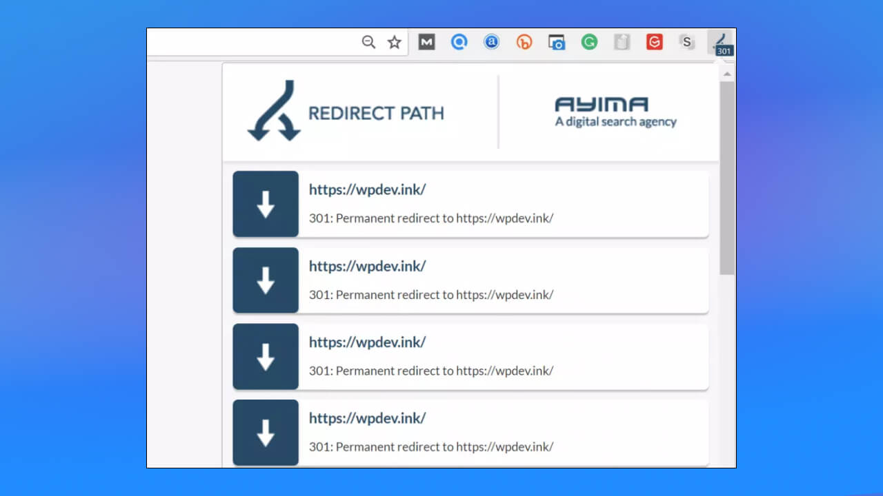 tiện ích mở rộng Redirect Path cung cấp thông tin chi tiết về tất cả các chuyển hướng xảy ra trên trang web