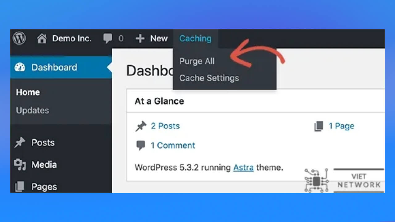 Xóa bộ nhớ cache từ bảng điều khiển WordPress