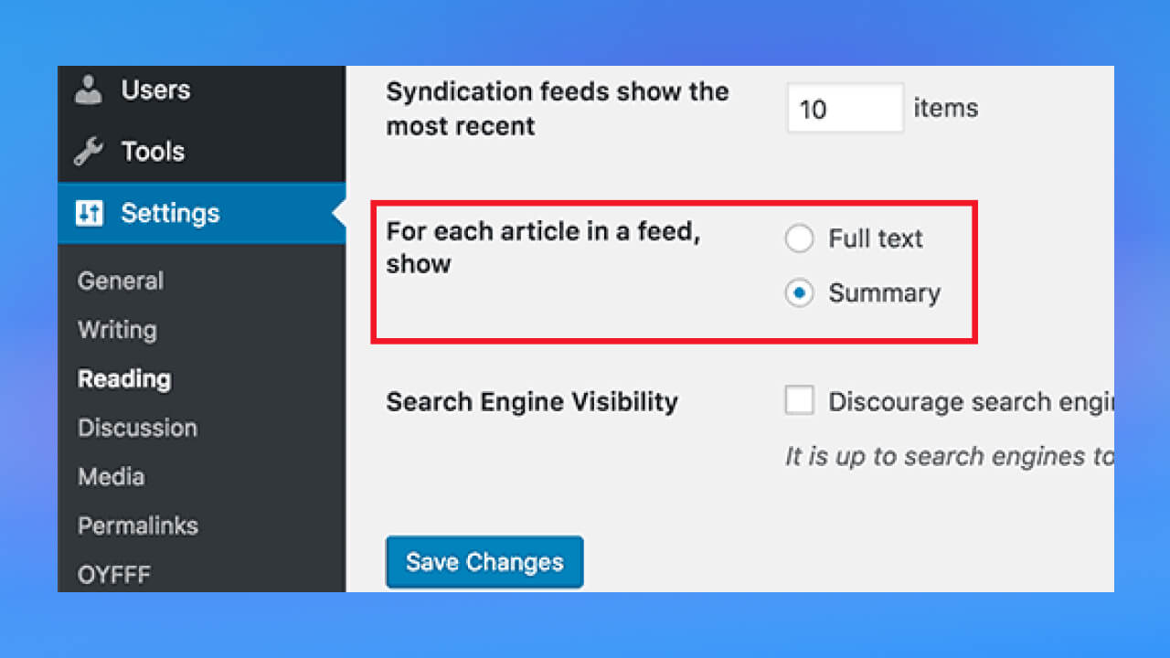 Cách hiển thị tóm tắt bài viết trong RSS Feeds