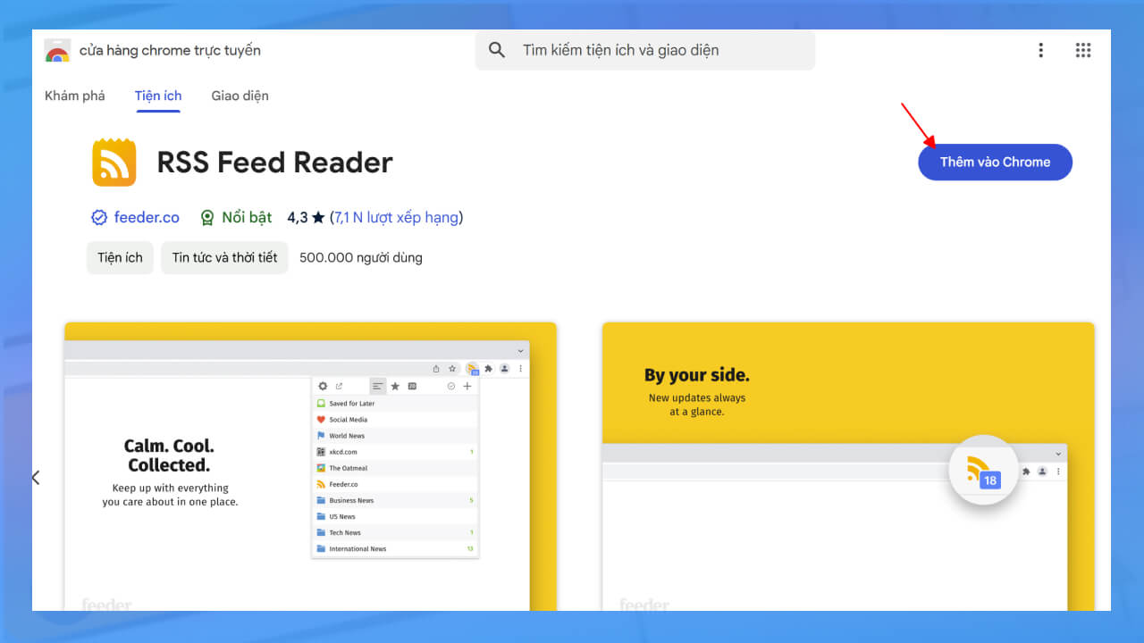 Cài đặt RSS Freed Reader từ cửa hàng của Chrome