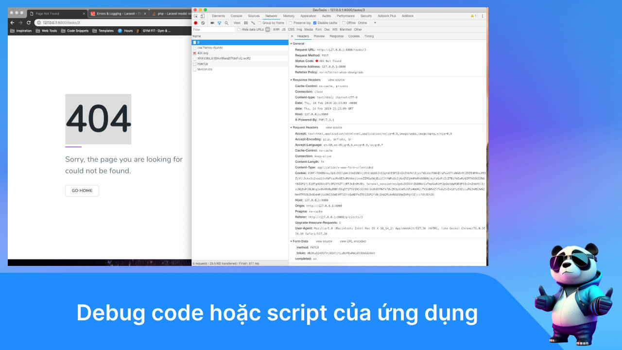 Debug code hoặc script của ứng dụng