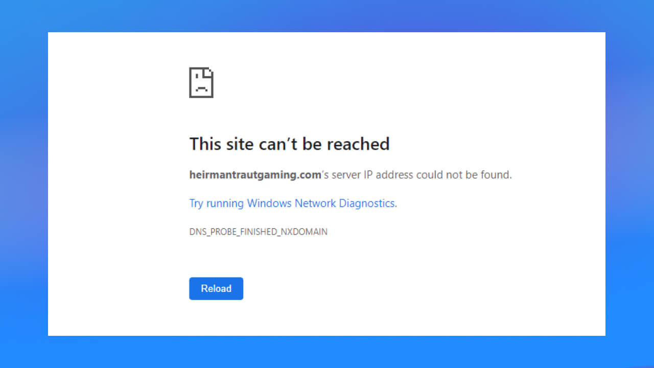 Nếu bạn sử dụng Chrome để truy cập internet, lỗi "Server IP address could not be found" có thể được hiển thị như sau: