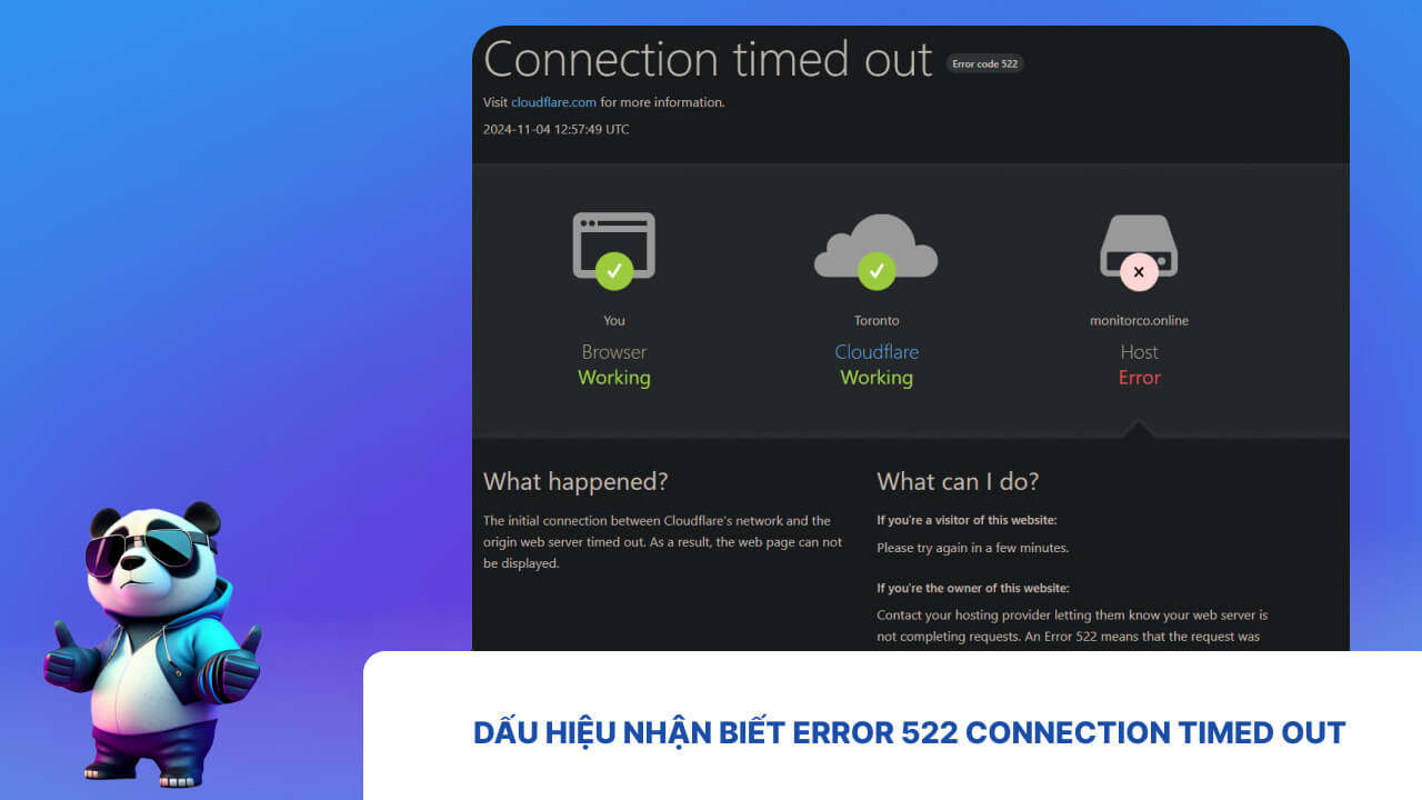 Dấu hiệu nhận biết lỗi 522 connection timed out