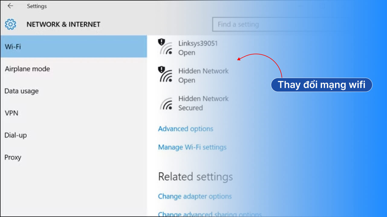 Thay đổi mạng Wi-Fi trên máy tính