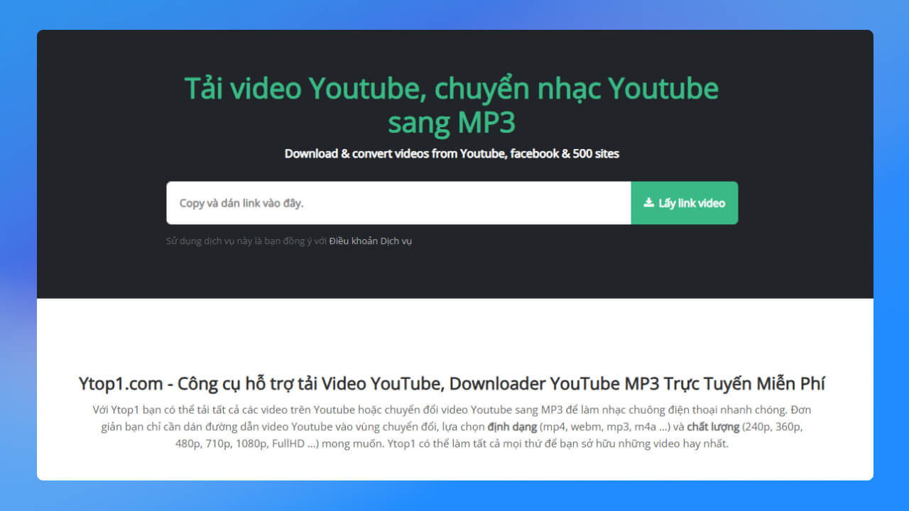 Sử dụng Ytop1.com lưu video Facebook