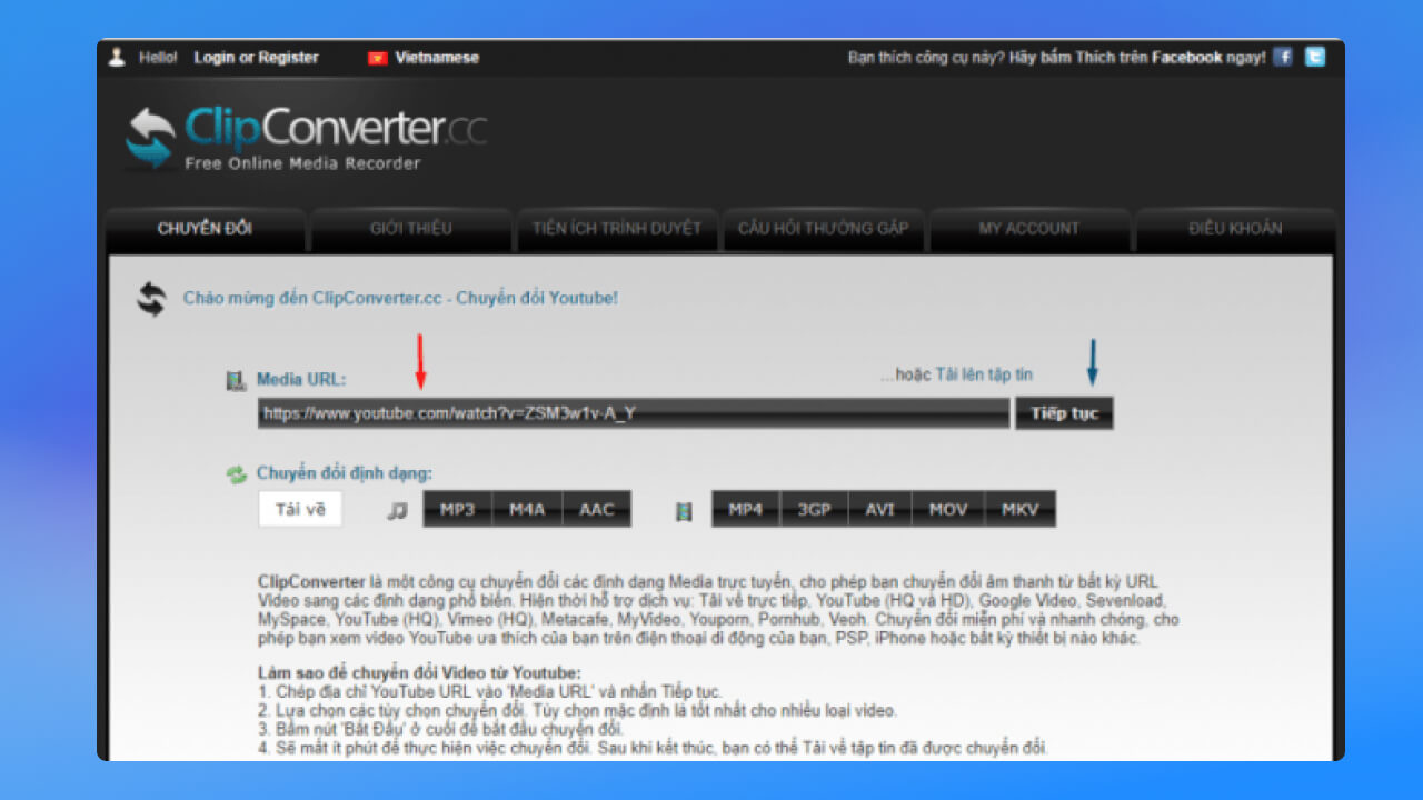 Clip Converter tải video youtube