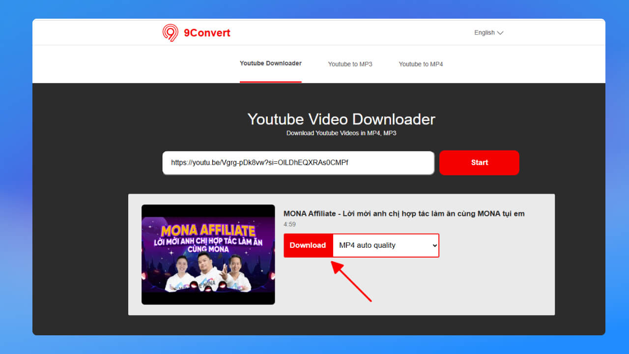Dùng 9convert.com download video Youtube