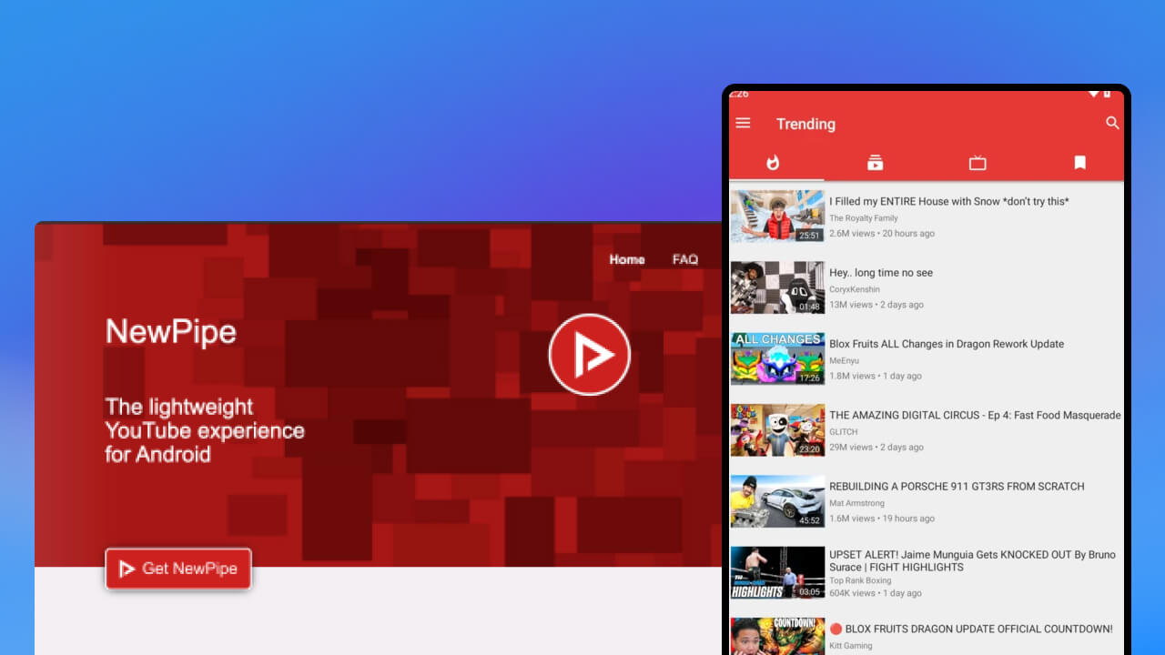 NewPipe app tải video về điện thoại Android