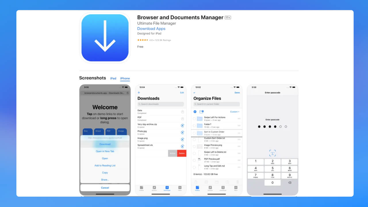 Ứng dụng Browser and File Manager for Documents