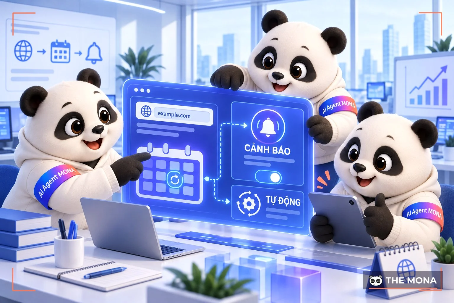 Gấu MONA thiết lập cảnh báo gia hạn tên miền tự động
