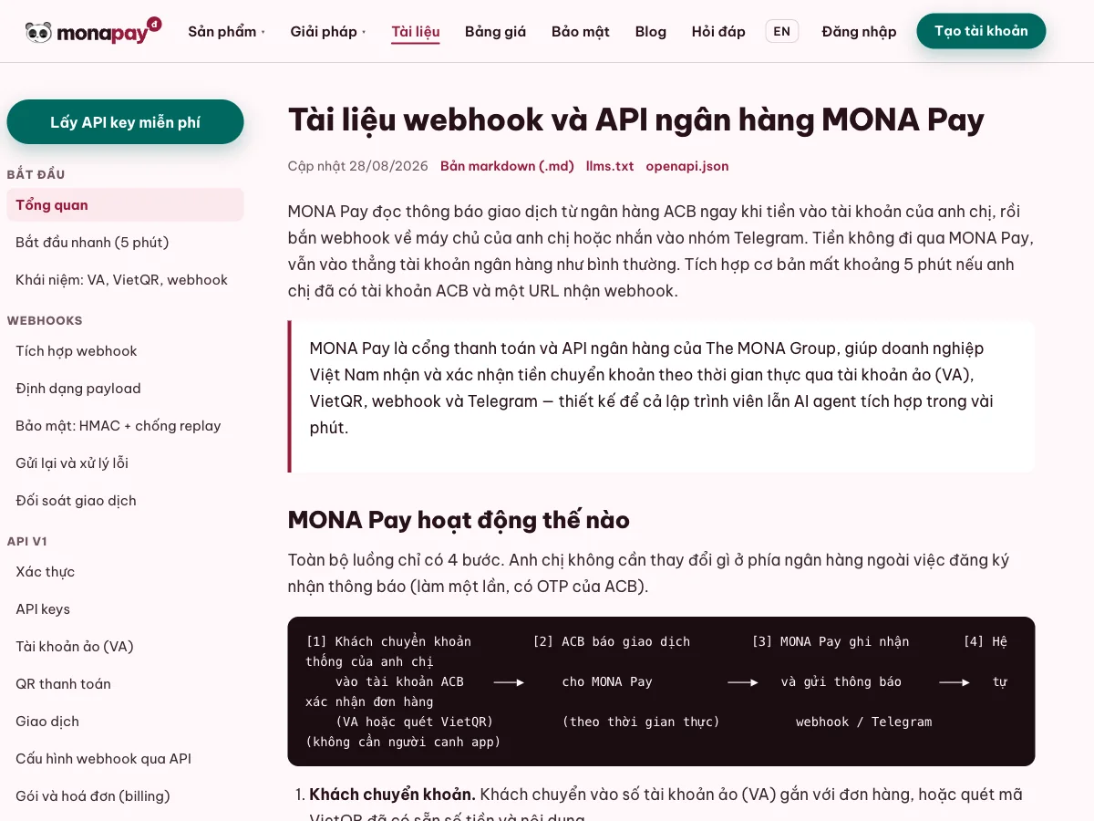 Tài liệu tích hợp cổng thanh toán dành cho lập trình viên