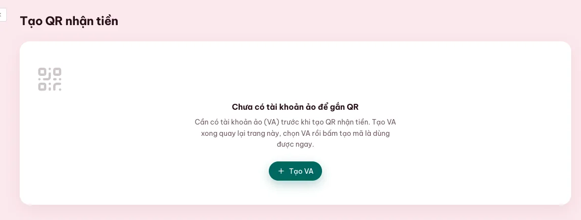 Màn hình tạo VietQR động cho đơn hàng website