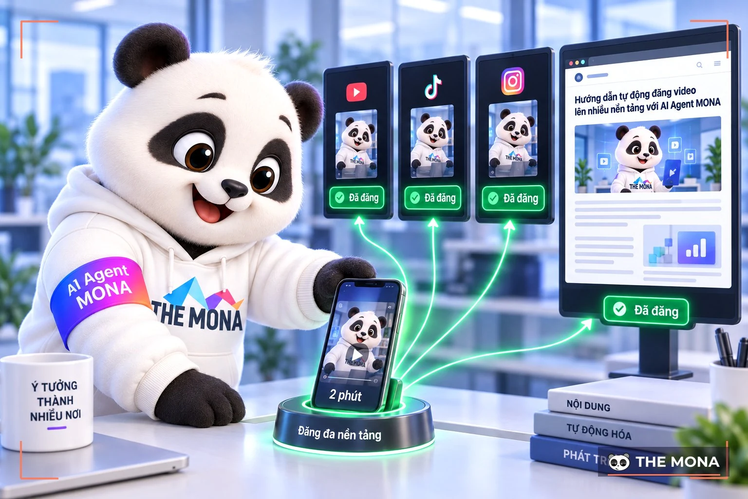 Gấu MONA đặt điện thoại có clip 2 phút lên trạm, các kênh báo đã đăng