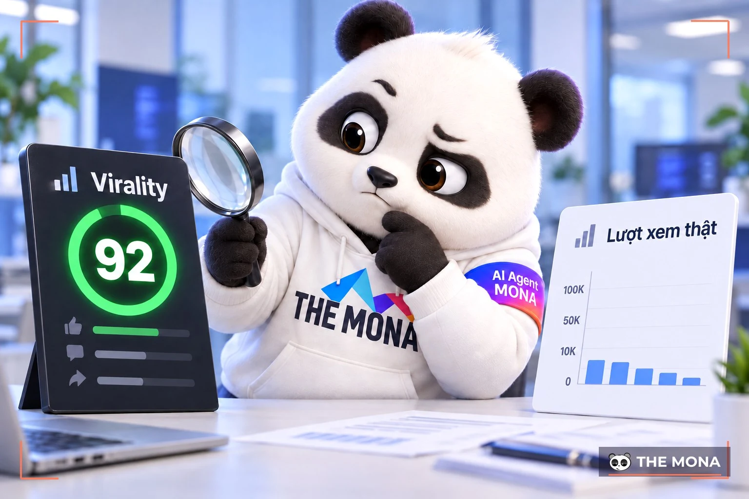 Gấu MONA so điểm Virality 92 với biểu đồ lượt xem thật còn thấp