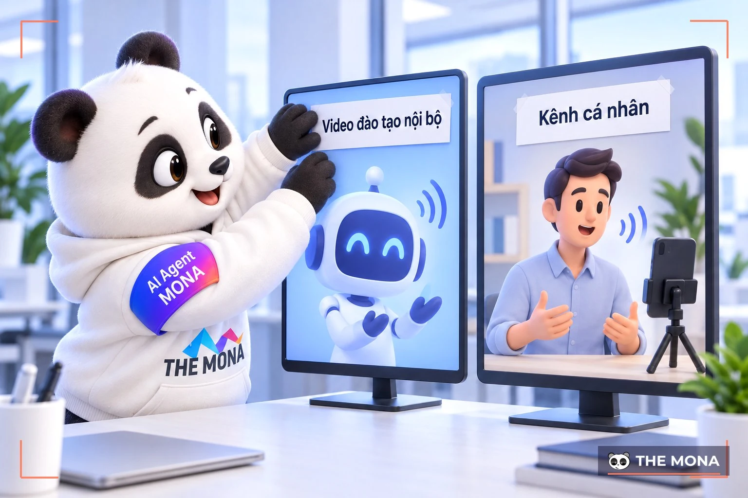 Gấu MONA dán nhãn đào tạo cho nhân vật AI, kênh cá nhân cho người thật