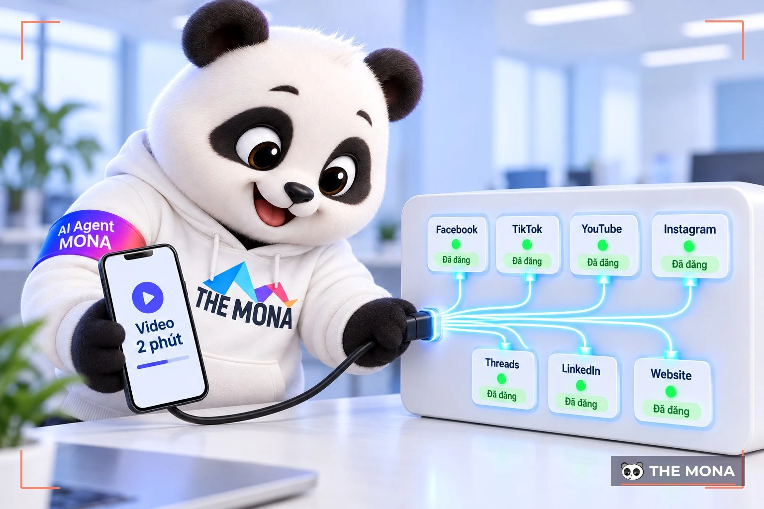 Gấu MONA cắm dây từ video 2 phút vào trạm đăng 7 kênh mạng xã hội