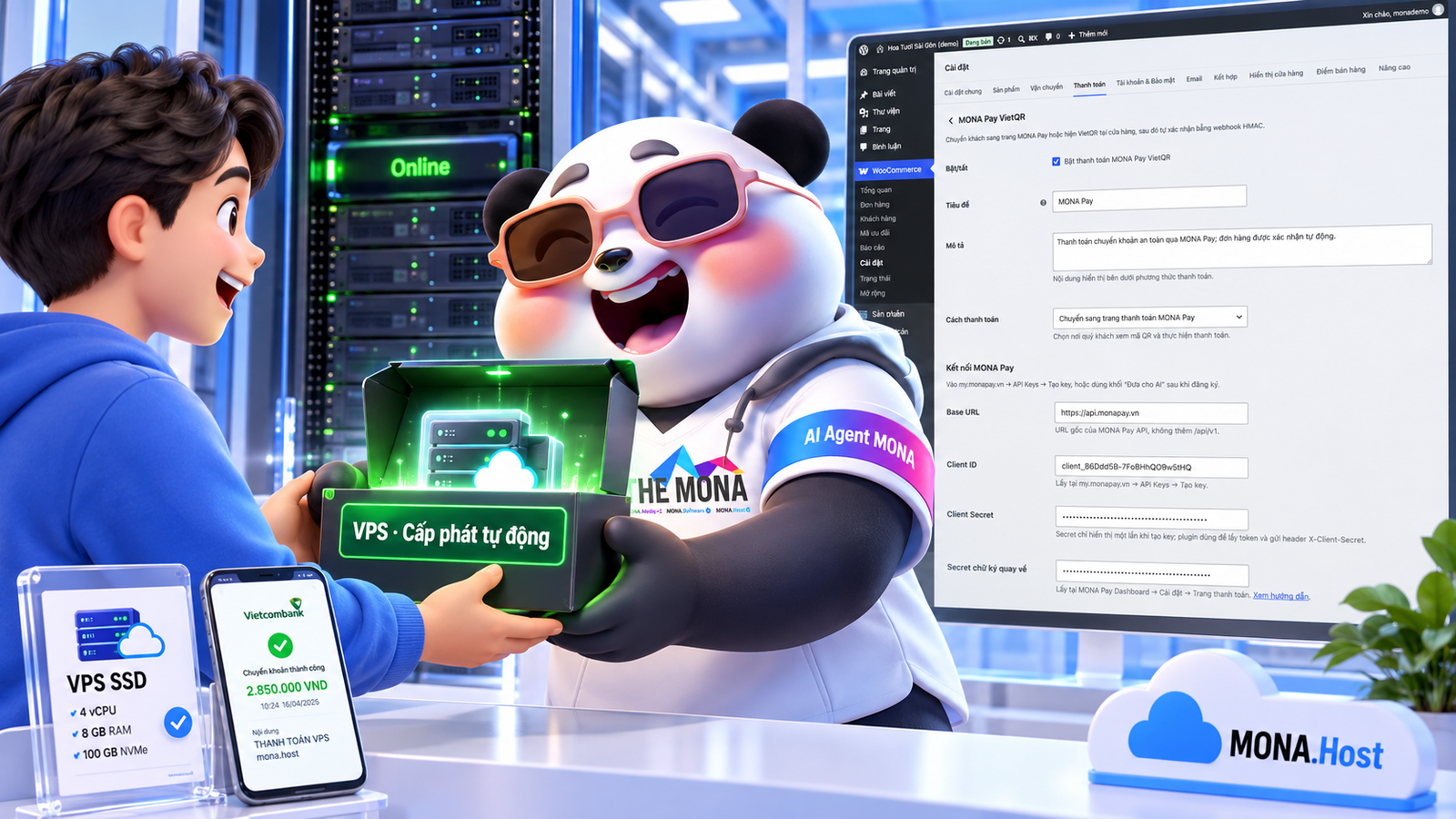 cổng thanh toán thu tiền hosting saas cấp phát tự động