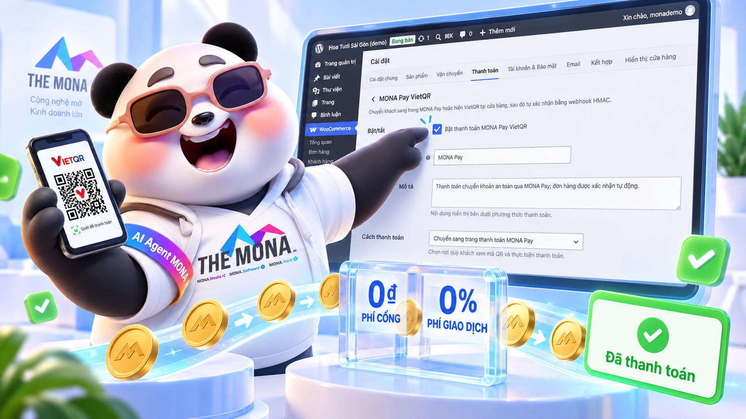 cổng thanh toán miễn phí không phí giao dịch từ mona